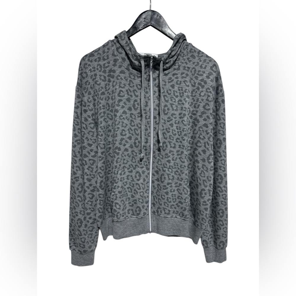 MeMoi Leopard Print French Terry Cloth Lounge Hoodie In Women’s Size XL